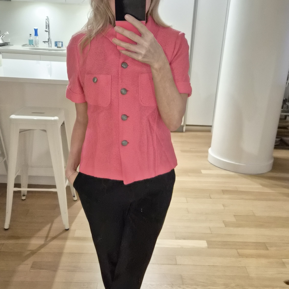 St. John Vibrant Pink Textured Top